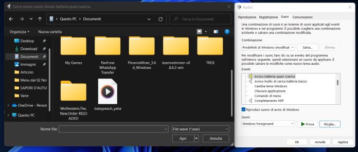 Caricare Audio Personalizzato Windows 11