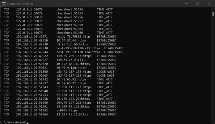 come controllare le porte aperte sul router con Netstat Windows