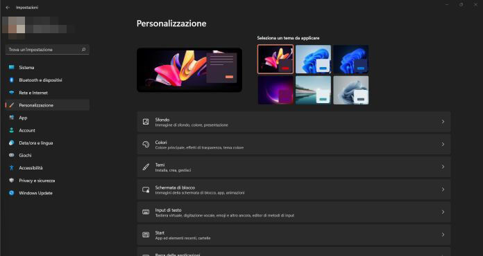 Personalizzazione Windows 11