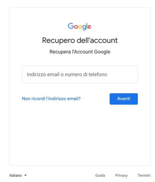 Recupero Account Gmail