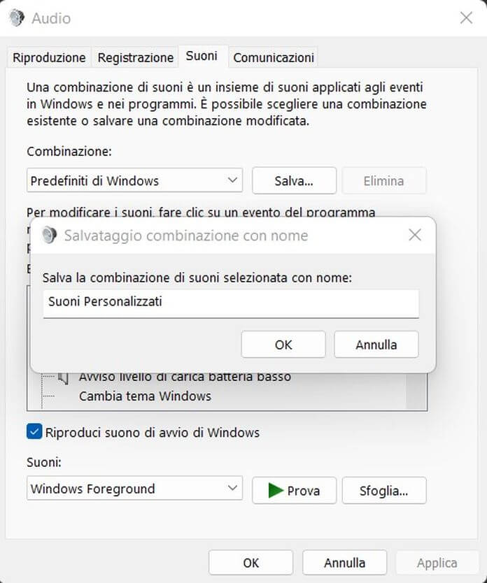 Schema Suoni Windows 11