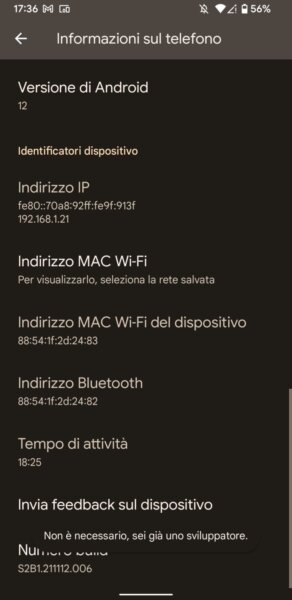 Opzioni Sviluppatore Android