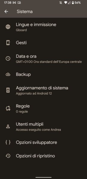 Opzioni Sviluppatore Android