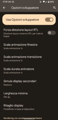 Opzioni Sviluppatore Android