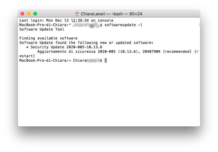 Aggiornare Mac App Terminale