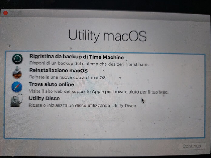 Resettare Mac Utility Macos