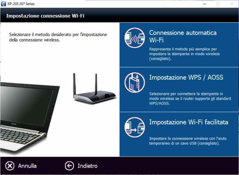 Strumento di configurazione di stampate WiFi Epson