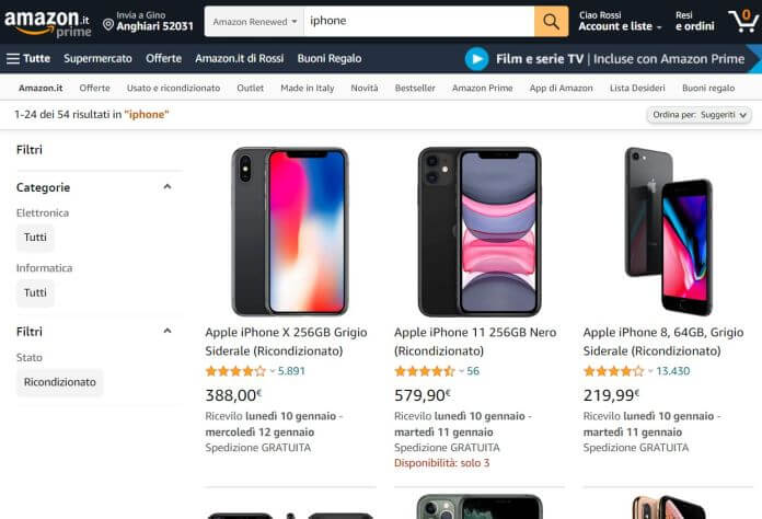 Amazon Renewed IPhone Rigenerato