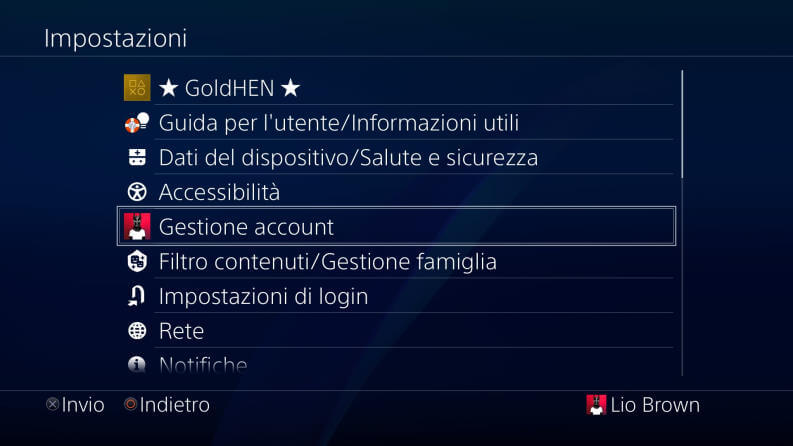 Modifica PS4 Goldhen 3