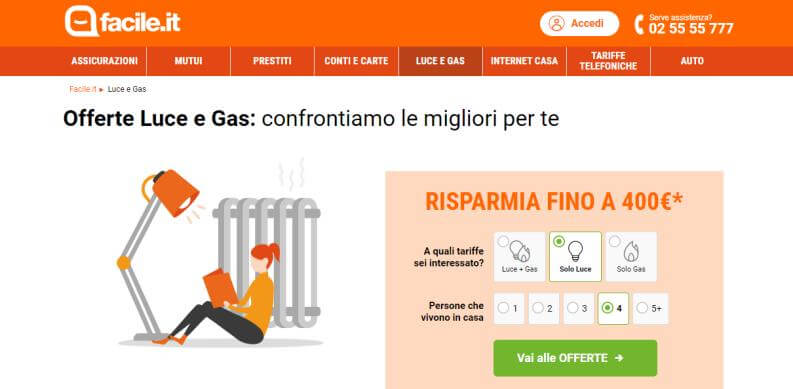 comparatore offerte luce Facile.it