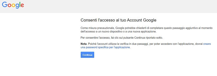 Consenti Accesso Account Google