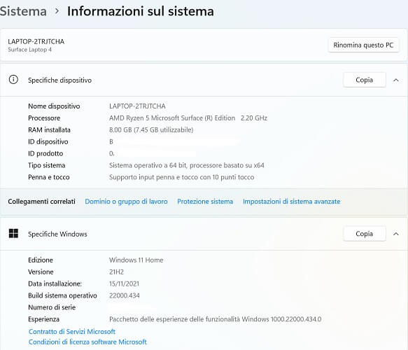 come controllare le Informazioni di Sistema su Windows 11 in App Impostazioni