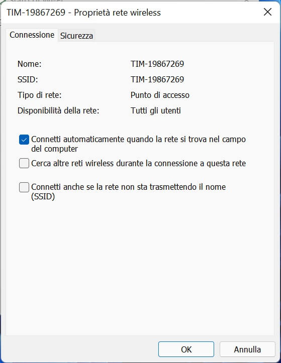 Proprieta Wireless Sicurezza Windows 11