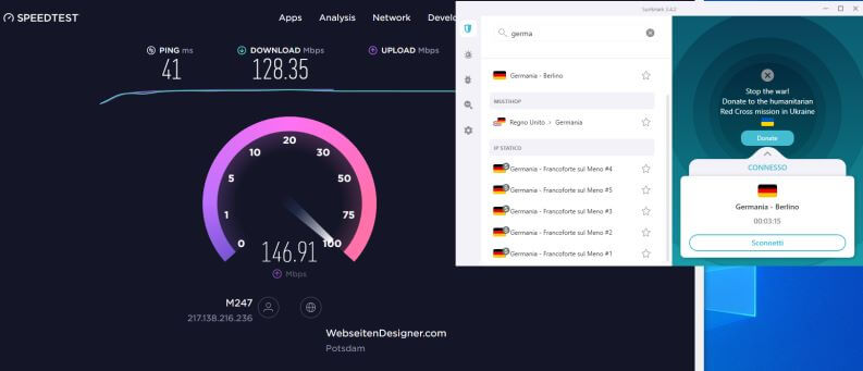 Surfshark WireGuard Prestazioni Speedtest