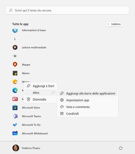 Barra Applicazioni Windows 11 Aggiungere App