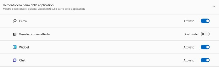 Barra Applicazioni Windows 11 Mostrare O Nascondere Elementi