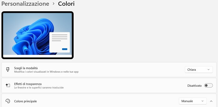 Disattivare Effetti Di Trasparenza Windows 11 In Personalizzazione