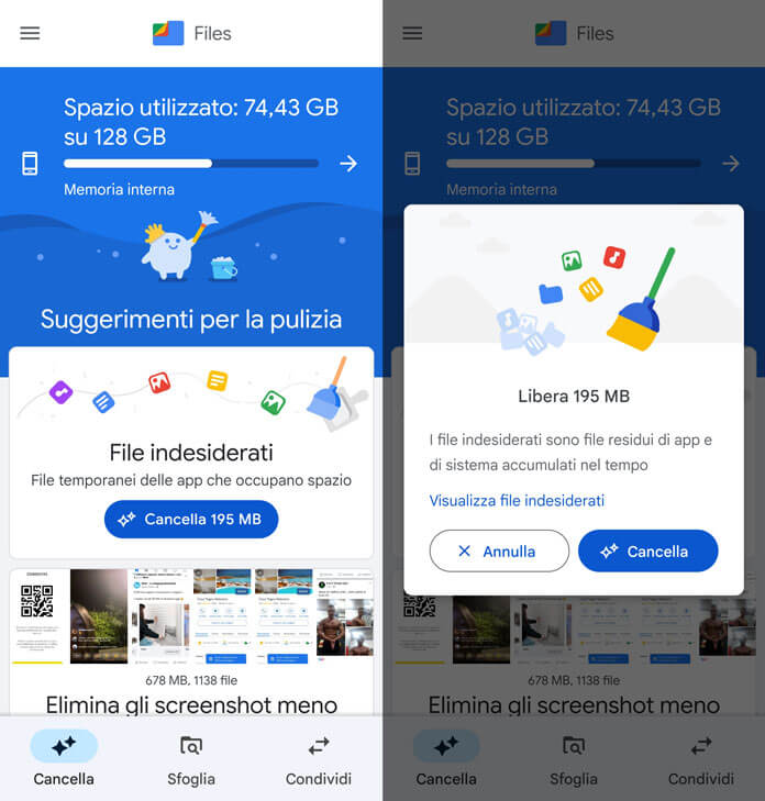 Google Files Eliminare File Indesiderati