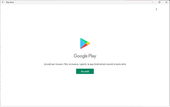 Google Play Store Windows 11 Accedi