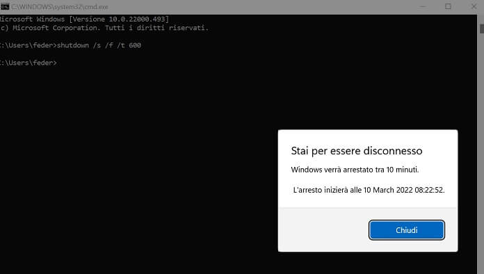 Impostare Spegnimento Automatico Su Windows 11 Prompt Dei Comandi