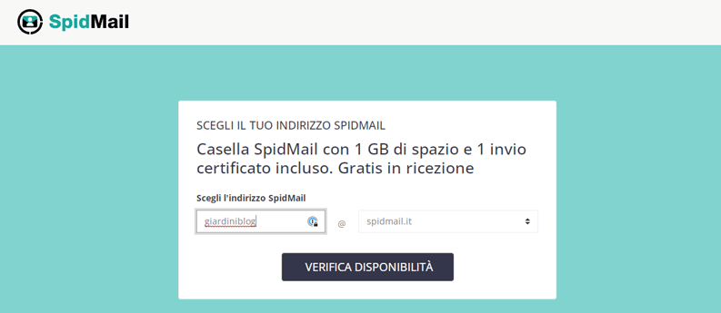 Scelta Indirizzo Spidmail