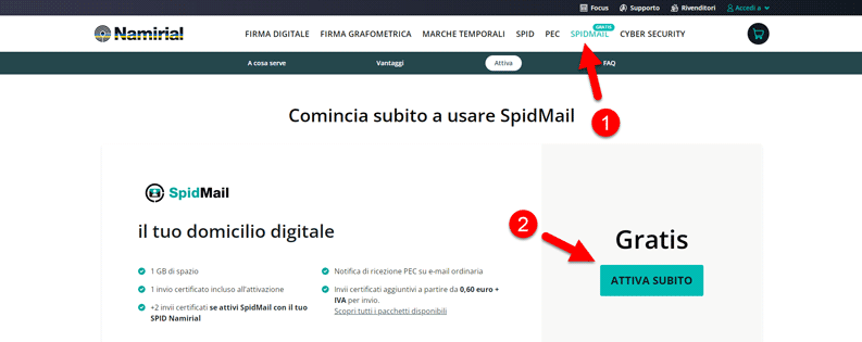 Spidmail Attiva Subito