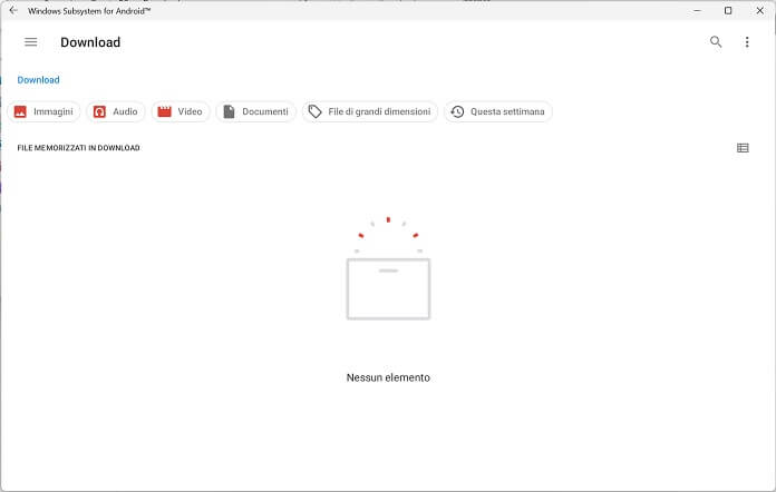 Windows Subsystem For Android Schermata Iniziale