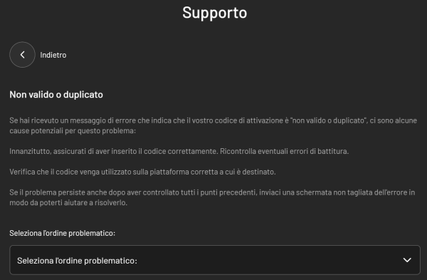 Ordine Non Valido O Duplicato
