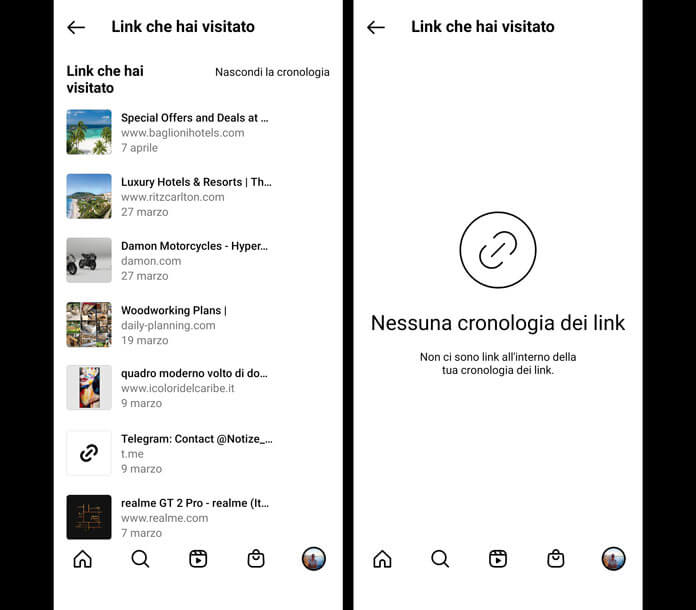Attivita Instagram Link Che Hai Visitato