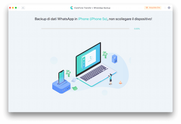iCareFone Transfer Inizio Backup Whatsapp