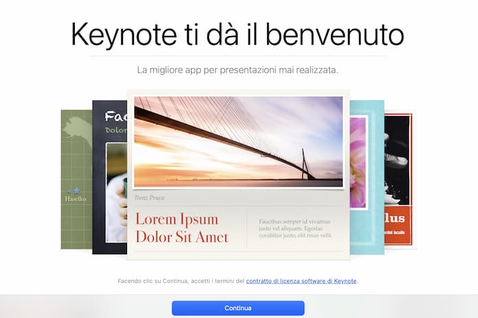 Keynote Schermata Benvenuto