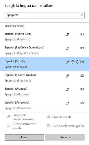 Scegli Lingua Da Installare Spagnolo Windows 10