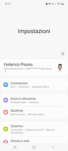 App Impostazioni Samsung