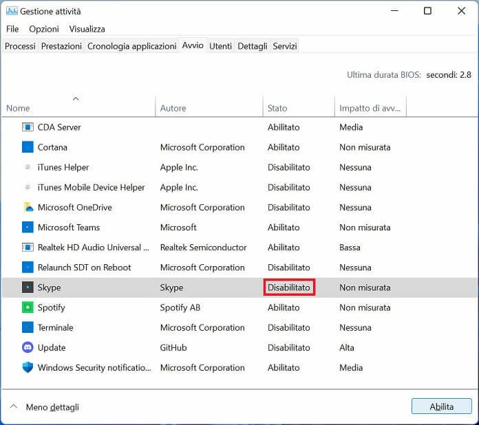 Avvio Gestione Attivita Windows 11 Disabilitato