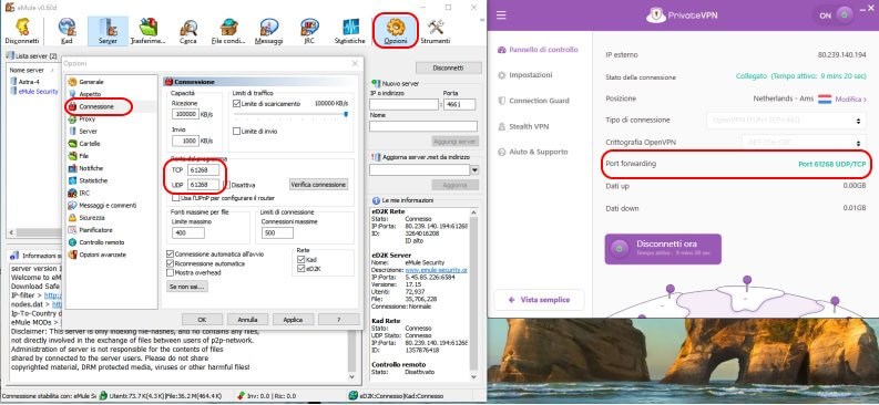id alto eMule con Private VPN