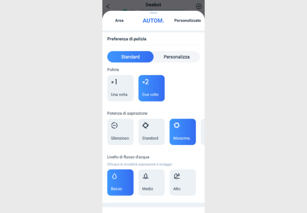 Ecovacs Deebot X1 Turbo Impostazioni Pulizia