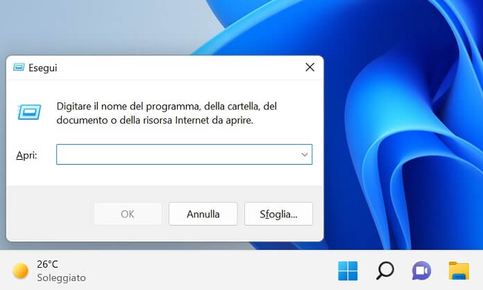 Finestra Esegui Windows 11