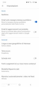 Impostazioni App Google News