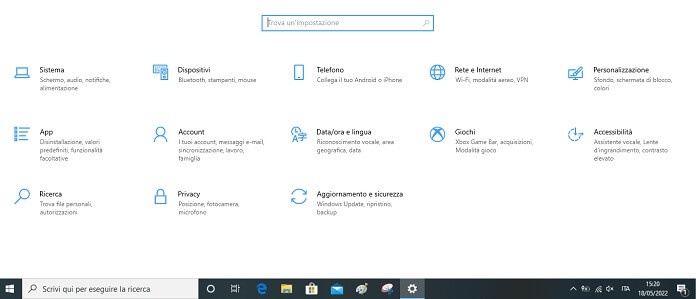 Impostazioni Windows 10