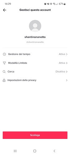 Tiktok Collegamento Familiare Gestisci Account