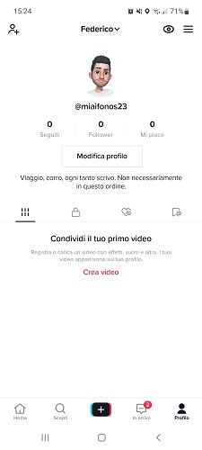 Tiktok Schermata Profilo