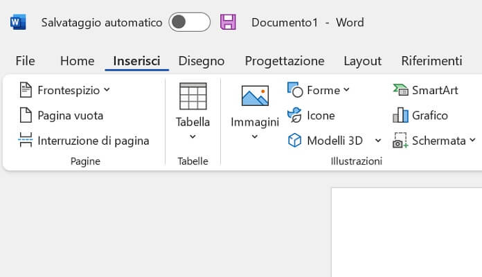 Word Menu Inserisci