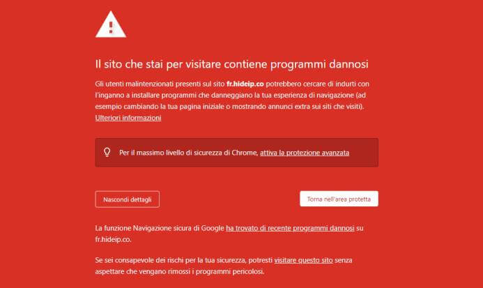 Hideip Errore Sicurezza Google