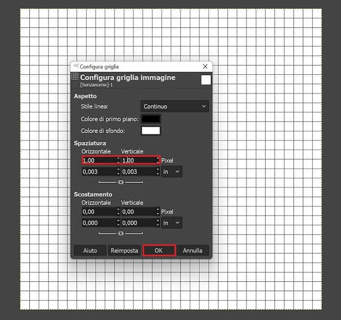 Gimp Configura Griglia