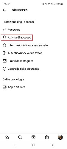 Instagram Attivita Di Accesso