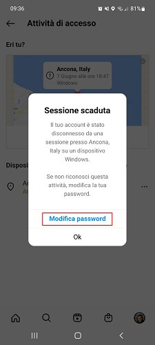 Instagram Sessione Scaduta