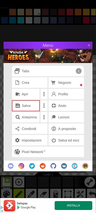 Pixel Studio Salva Progetto