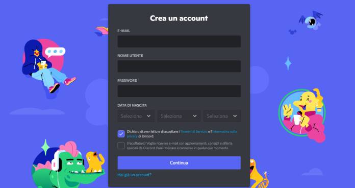 Come creare un server Discord: crea account
