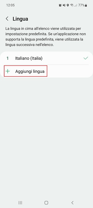 Android Aggiungi Lingua
