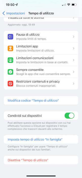 Disattiva Tempo Di Utilizzo Iphone